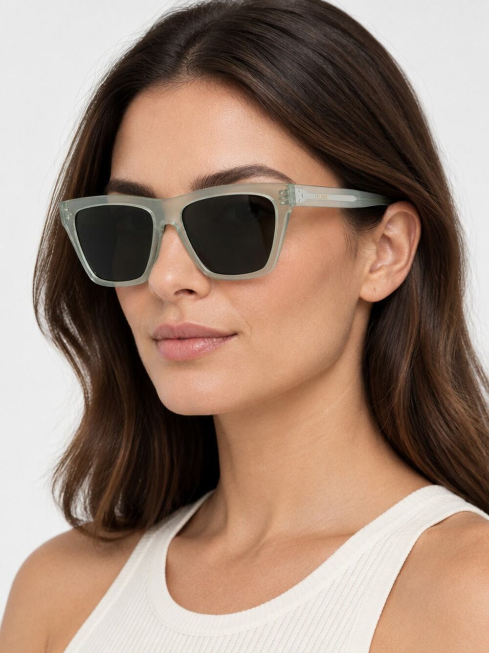 NEW Celine CL40256I 93A Light Green Transparent Sunglasses Authentic